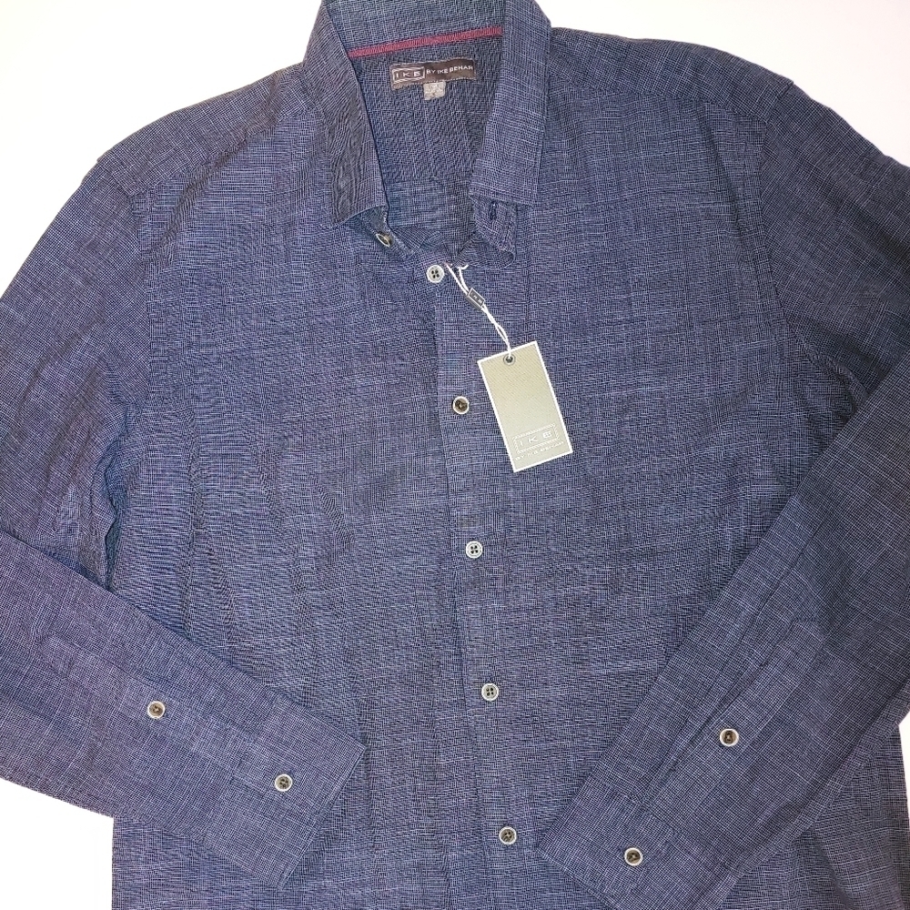 NWT Ike Behar Button Shirt Blue M